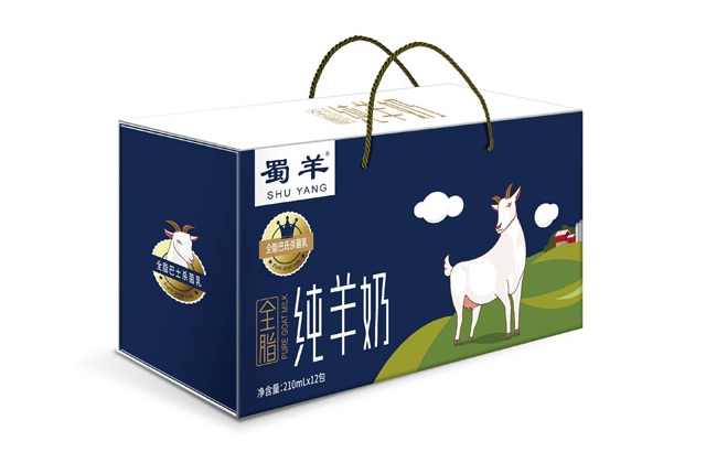 蜀羊全脂純羊奶包裝設計-卡通元素手繪、利樂(lè )包設計、外箱包裝創(chuàng  )意設計